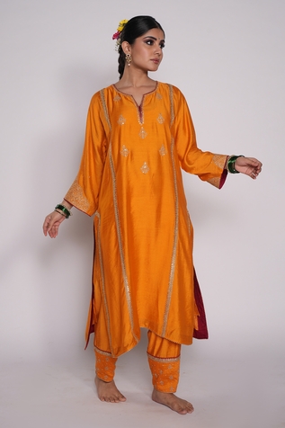 Pants and Pajamas Chanderi Zardozi Embroidered Kurta