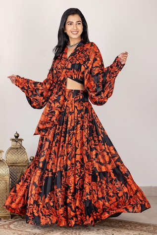 Inara Jaipur Floral Pattern Top & Skirt Set