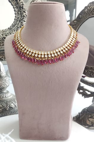 Gold Polki & Ruby Stone Choker 