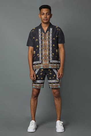 Mural Hawaiian Cotton Poplin Shorts 