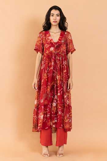 Aroop Shop India Clara Amaryllis Print Dress & Pant Set 
