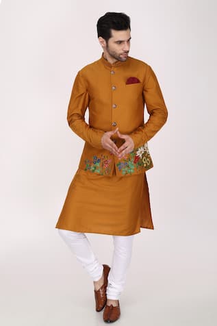 Floral Printed Bundi & Kurta Set For Kids