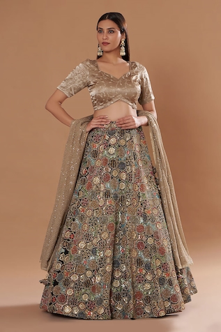 Two Sisters By Gyans Resham Embroidered Lehenga Set