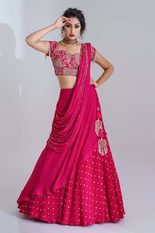 Suruchi Parakh Draped Lehenga & Blouse Set 