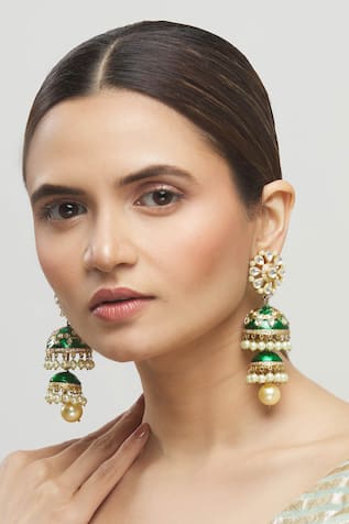 Kundan Meenakari Layered Jhumkas 
