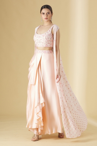 Ariyana Couture Embroidered Jacket & Draped Skirt Set