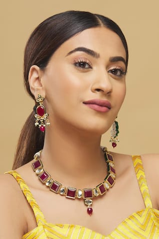 Kundan Geometric Necklace Set  