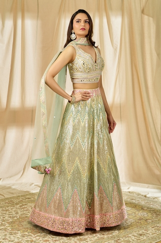 Alaya Advani Chevron Embroidered Lehenga Set