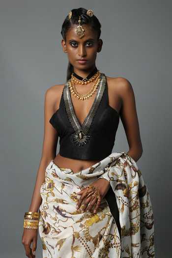 House Of Three Embellished Halter Neck Blouse 