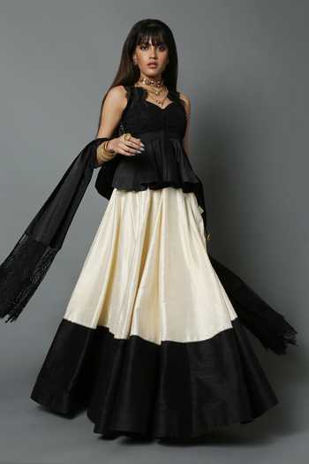House Of Three Chantilly Lace Peplum Top 