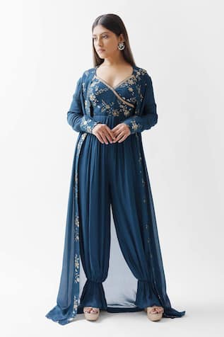 Suruchi Parakh Georgette Jumpsuit With Jacket 