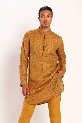 Son of A Noble Snob Linen Printed Short Kurta
