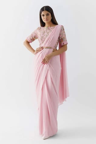 Suruchi Parakh Pre-Draped Saree With Embroidered Blouse 