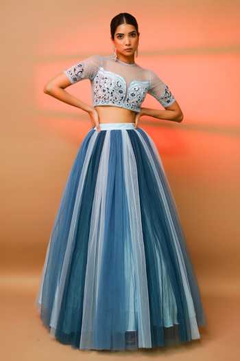 Ahi Clothing Hand Embroidered Blouse & Skirt Set 