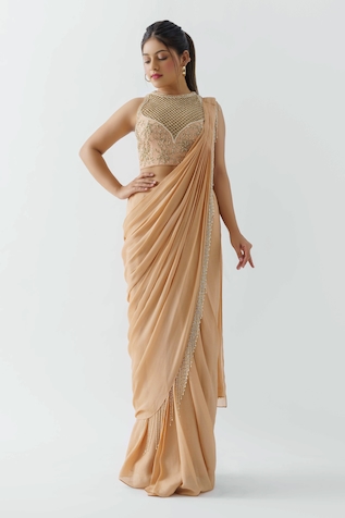 Suruchi Parakh Pre-Draped Saree With Embroidered Blouse