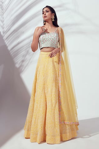 Suruchi Parakh Floral Embroidered Lehenga Set 