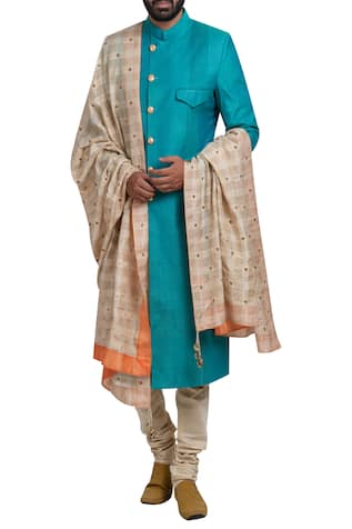 Sherwani set with hand embroidered stole