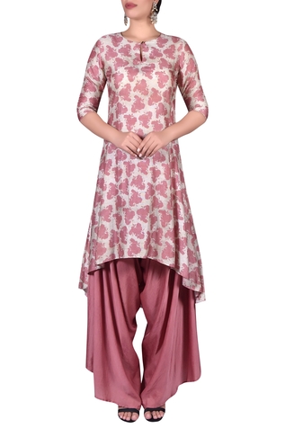 Nautanky Printed asymmetric kurta with draped pants