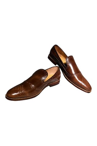 Handcrafted pure leather brogue loafers