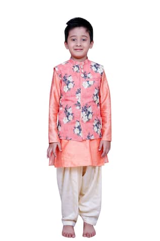 Floral printed jacket with kurta and churidar 