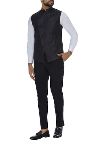 Cotton shirt & trousers paired with silk waistcoat