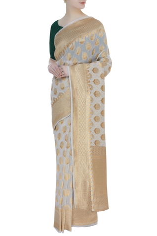 Mint N Oranges Zari work swiss cotton saree