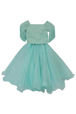 Embroidered blouse with shimmer skirt 