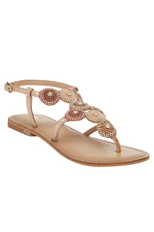 Stone & Beaded Back Strap Sandals 