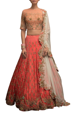 Garo Embroidered blouse with lehenga & dupatta
