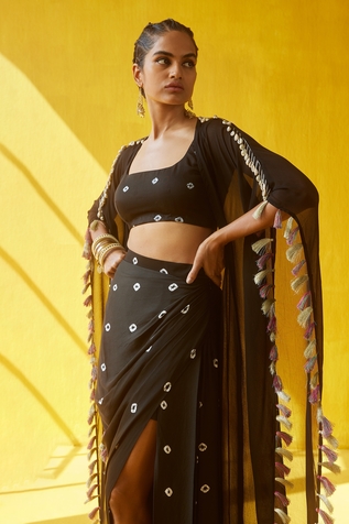 Aapro Tara Kaftan Cape & Draped Skirt Set