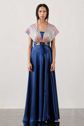 Akhl Gradient Yoke Textured Satin Gown 