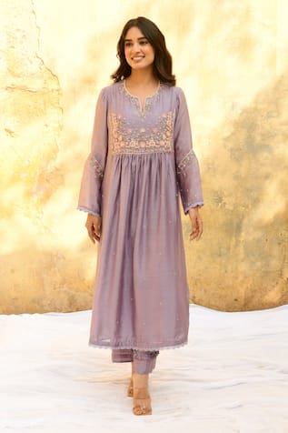 Label Niti Bothra Floral Embroidered Kurta & Palazzo Set 