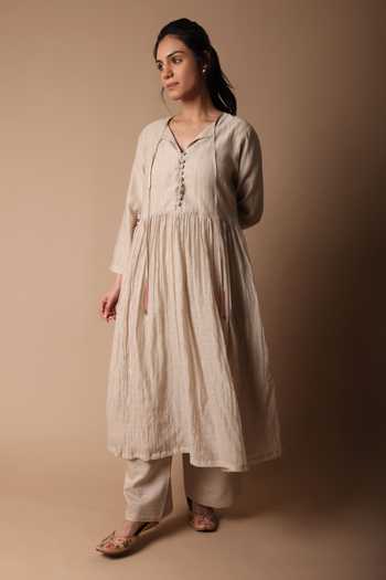 Rhua Nitya Mukaish Embroidered Anarkali & Pant Set 