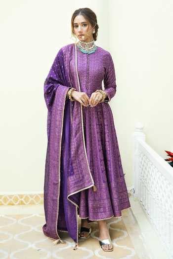 Safaa The Shezan Paisley Woven Anarkali Set  