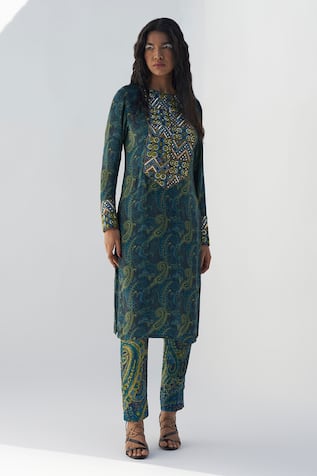 Nadima Saqib Yoke Embroidered & Printed Kurta 