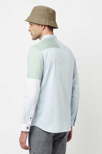 Lacquer Embassy Azul Cotton Colorblock Shirt 