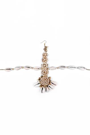 Gold & White Pearl Mathapatti 