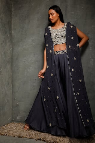 Embroidered Cape & Pant Set 