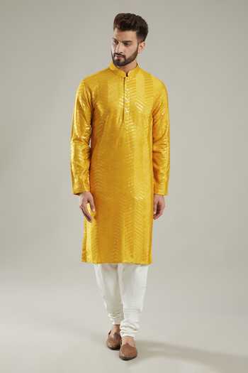 Kasbah Silk Chevron Pattern Kurta Set 