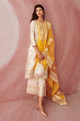 Sureena Chowdhri Silk Chanderi Kurta Palazzo Set