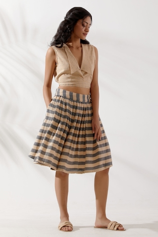 TIC Cotton Lapel Collar Crop Top