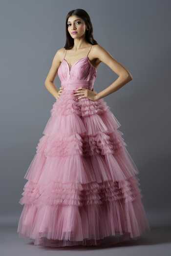VeraQueen Girls Off Shoulder Princess Dress - Fuchsia Tulle Pageant Gown With Beaded Straps