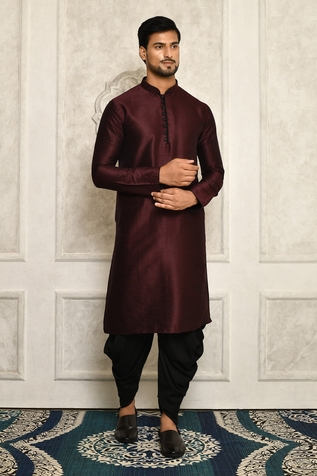 Aryavir Malhotra Solid Mandarin Collar Kurta Set