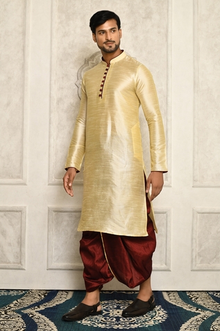 Aryavir Malhotra Band Collar Kurta & Dhoti Pant Set