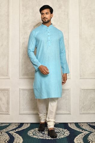 Aryavir Malhotra Mandarin Collar Cotton Kurta Set