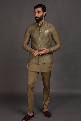Chanderi Silk Nehru Jacket 