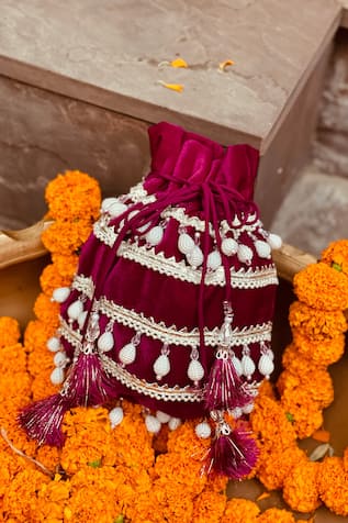 Velvet Embroidered Potli Bag 