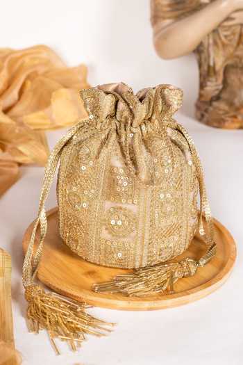 Amyra Gold Embroidered Potli Bag 
