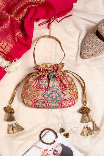 Amyra Embroidered Potli Bag with Tassels 