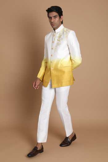 House Of Armuse Raw Silk Bandhgala Set 